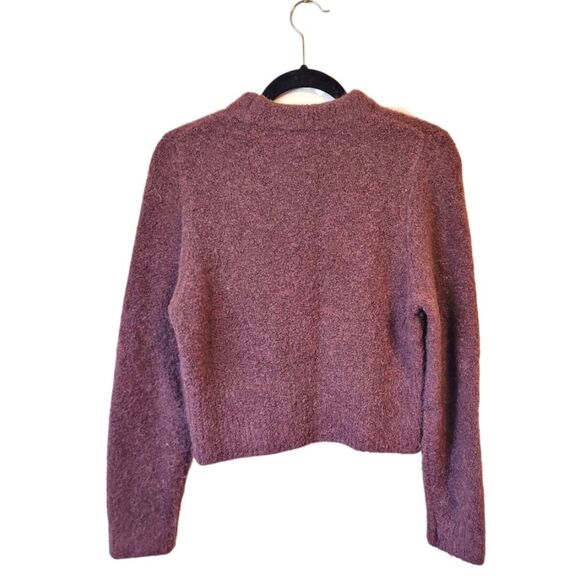 & Other Stories Women's Maroon Alpaca Blend Cropped Mock Neck Sweater Size S - Picture 2 of 7